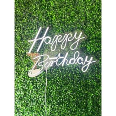 Imagem de Painel de LED Neon Acrílico 3mm "Happy Birthday" - 50x40 cm fonte 12v(Branco Frio)