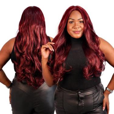 Imagem de Peruca Natural Borgonha Ondulada Longa Sem Franja + Cap - Maya Hair