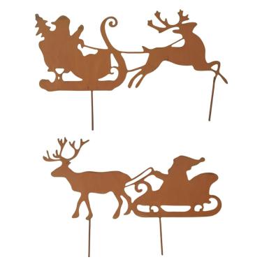 Imagem de Shakven Estacas de jardim de Natal de metal, estaca de jardim de Natal - 2X estacas de decoração ao ar livre,Decoração de estacas de quintal de Natal de metal, rena de Papai Noel e decoração de estaca