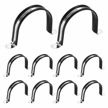 Imagem de HARFINGTON Braçadeira de alça de tubo em U M89, grampo forrado de aço inoxidável 304 de 81 mm, braçadeira isolada acolchoada de plástico para uso doméstico marítimo industrial automotivo