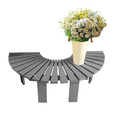 Imagem de Banco de jardim semicircular de madeira, envoltório de banco de árvore, banco ao ar livre, banco de pátio para parque, quintal, pátio, deck gramado (cinza)