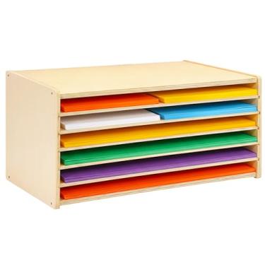 Imagem de PROLEE Organizador de papel de construção, organizador de mesa de madeira de 6 camadas, suporte de armazenamento de papéis, classificador de arquivos para casa e escritório (20,5 x 13,2 x 10,5 cm)