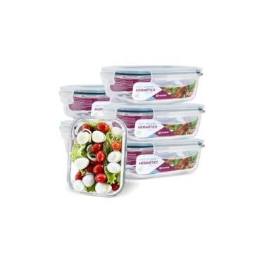Imagem de Click Glass Pote Hermético de Vidro Borosilicato com Tampa, 640ml, 19x14x8cm, 4 Travas, Vai ao Forno e Micro-ondas, para Alimentos