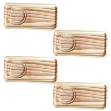 Imagem de Kit suporte conjunto Pires Retangular para xícara café e chá de Madeira pinus (4)