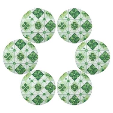 Imagem de ATTX Jogo americano xadrez verde de São Patrício para mesa de jantar, jogo americano de decoração do dia de São Patrício, tapetes para mesa de cozinha para 6#477