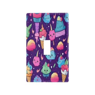 Imagem de Blueangle Capa para placa de parede para interruptor de luz - Cones de sorvete Capa decorativa para tomada de parede, tamanho 1 gangue 4,53 x 2,76 polegadas (131)