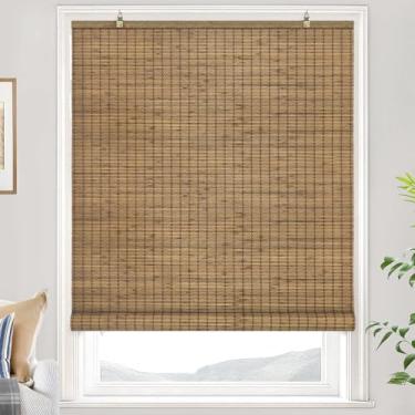 Imagem de LazBlinds Persianas de bambu sem fio, persianas de enrolar de bambu para janelas, persianas suspensas de privacidade, persianas para varanda interna/externa, 91 cm L x 162 cm A, teca Highfield