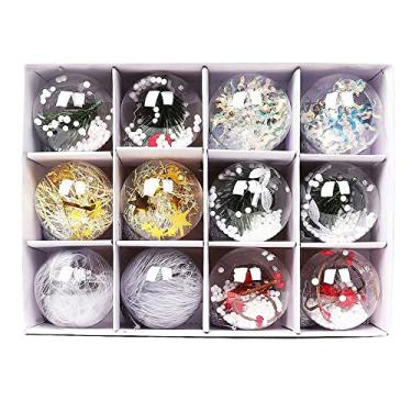 Imagem de ASHATA Bolas de Enfeite de Natal de Plástico DIY Brilhantes Preenchíveis para Fotos de Doces Miniaturas Decorações de Férias para árvore de Natal Decoração de Jardim Doméstico 12 Peças 2,36 (#2)