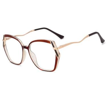 Imagem de Armação de óculos vintage para mulheres, óculos grandes com dobradiça de mola, fashion, transparente (2)