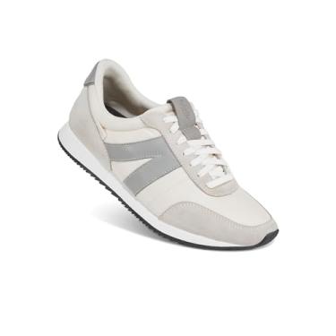 Imagem de Kizik Tênis sem cadarço: Milão - Confortável, Retro Nylon e camurça, tênis de caminhada masculino e feminino com suporte de arco, conveniência de mãos livres, uso o dia todo, Mist, 16.5 Narrow Women