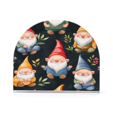 Imagem de Qilmy Bonito suporte de guardanapo de gnomos de Natal para mesas, porta-guardanapos de papel de placa acrílica elegante, dispensador de papel de seda independente moderno para jantar, sala de estar