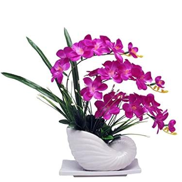 Imagem de LMJYU Flores artificiais para decoração flores artificiais para decoração de casa flor artificial interior Phalaenopsis poliuretano arranjo de flores artificiais Pl