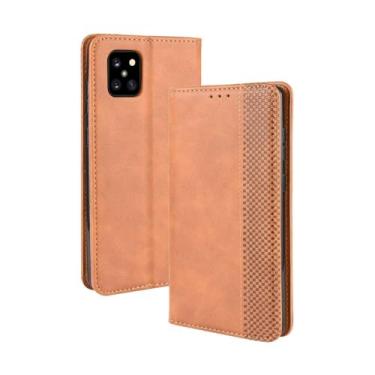 Imagem de Capa flip de couro para Samsung Galaxy Note 10 Lite,Flip magnético retro,Caso de telefone de couro PU,Design de carteira com 3 slots de cartão e 1 clipe de dinheiro -Brown