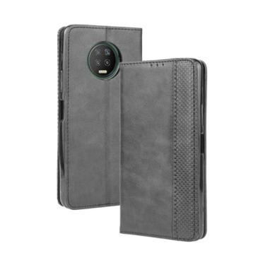 Imagem de Capa flip de couro para Infinix Note 7,Flip magnético retro,Caso de telefone de couro PU,Design de carteira com 3 slots de cartão e 1 clipe de dinheiro -Black