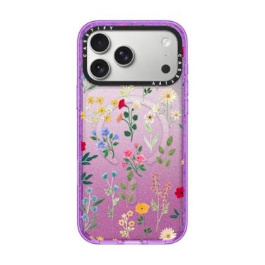 Imagem de CASETiFY Capa Impact para iPhone 17 Pro Max [fina/compatível com Magsafe/2,5 m. Proteção contra quedas de grau militar 4X] - Spring Botanicals 2 - Glitter Roxo