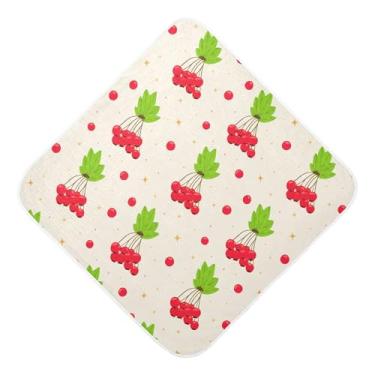 Imagem de Burbuja Toalha de banho para bebês Red Berries - Toalha com capuz de musselina macia e absorvente para recém-nascidos, 89 x 89 cm