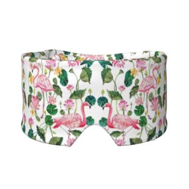 Imagem de Pássaro flamingo, folhas redondas, estampado, sono, máscara para olhos e orelhas, respirável, ajustável, blecaute, venda, confortável
