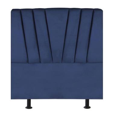Imagem de Cabeceira Estofada De Cama Casal Box 140 Cm Louise Suede Azul Marinho