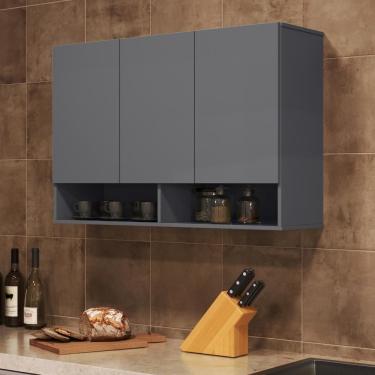 Imagem de Armario Cadente 03 Portas Com Nicho Cinza