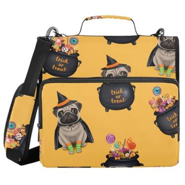 Imagem de Burbuja Fichário fofo de fantasia de bruxa com zíper com 3 anéis com lixa expansível e alça de ombro para laptop de 13 polegadas, vários bolsos para trabalho de escritório