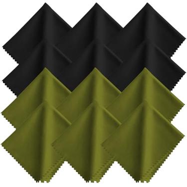 Imagem de Xthel Pano de limpeza de óculos de microfibra – pacote com 12 (6 pretos + 6 verdes), 18 x 15 cm, embrulhado individualmente, reutilizável, sem fiapos para óculos, telas de telefone, lentes, relógios e