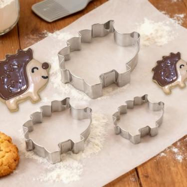Imagem de Cortador de biscoitos | 3 peças de ferramentas de cozimento com motivo de ouriço fácil de desmoldar | Moldes de aço inoxidável para biscoitos | para bolos de frutas, massas, festa em casa, aniversário