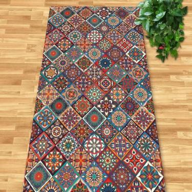 Imagem de HGTRH Tapete de corredor lavável para corredor antiderrapante, tapete floral vintage para entrada, corredores de pelo baixo para cozinha, banheiro, lavanderia, quarto, casa de fazenda, F 100 x 400 cm