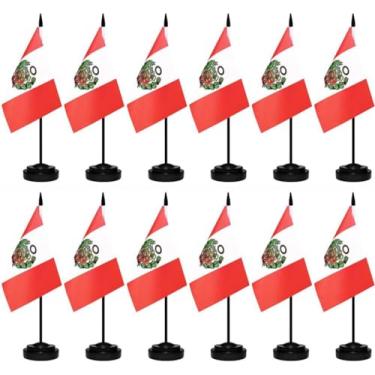 Imagem de Conjunto de 12 bandeiras de mesa peruana pequena mini mesa escritório miniatura bandeira de mesa decoração de escritório doméstico