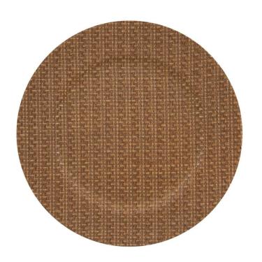 Imagem de Sousplat Redondo De Plástico Mescla Marrom Estilo Rattan Wolff 33cm
