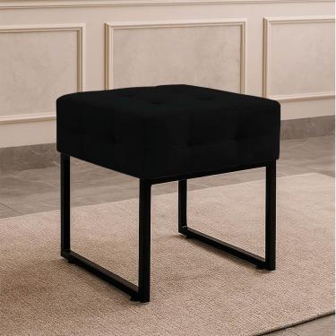Imagem de Puff Sala Decorativo Industrial Elisa Suede D03 - D'rossi Preto