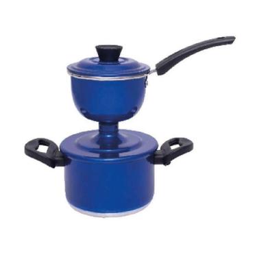 Imagem de Panela Cuzcuzeira Economica 800ml Aluminio Grosso Azul