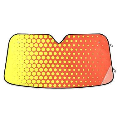 Imagem de Guarda-sol de carro com bolinhas vermelhas amarelas e dobráveis, para-brisas dobrável, acessórios de verão para carro