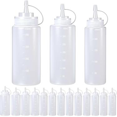 Imagem de Yiyiring Conjunto de 16 frascos de espremer de condimentos para molhos, garrafa de esguicho vazia com tampa superior para condimentos de churrasco, xarope, molho, ketchup, artesanato