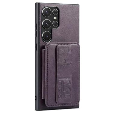 Imagem de LYJSMGZ Capa flip para Samsung Galaxy S25 Ultra/S25 Plus/S25, suporte magnético com compartimento para cartão com bloqueio de RFID, suporta carregamento sem fio, roxo, S25 Ultra
