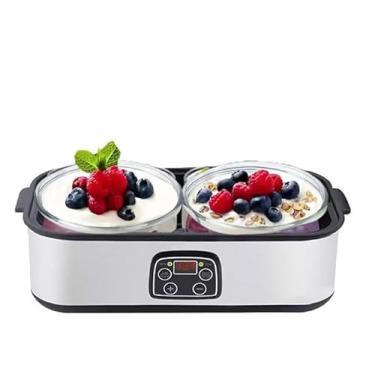Imagem de Máquina de iogurte 2L com dois recipientes para lotes maiores com controle de tempo e temperatura ajustáveis, máquina de iogurte probióticos para sobremesa de iogurte caseiro