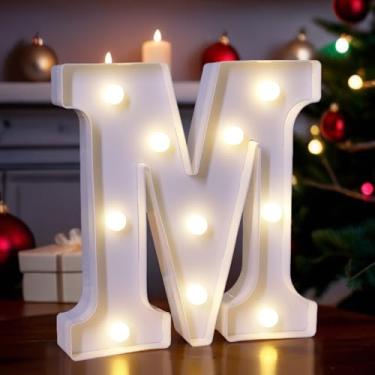 Imagem de TEHIBIEN Letras de letreiro iluminadas por LED, luzes de LED decorativas alimentadas por bateria, letras iluminadas do alfabeto para festa de aniversário de casamento, lâmpada de feriado ou decoração
