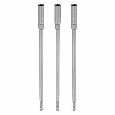 Imagem de HARFINGTON 3 peças de broca de chave de porca soquete métrico de 8 mm haste sextavada de 1/10.2 cm (250 mm) soquetes magnéticos extralongos de 6 pontos de troca rápida conjuntos de parafusos de aço 40