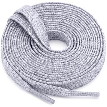 Imagem de WEGOODZF Cadarços planos com glitter: cadarços metálicos brilhantes para tênis - 2 pares, 39 Prata Branco, 43 inch (110CM)