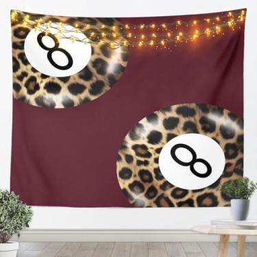 Imagem de Tapeçaria infantil de leopardo, tapeçarias de parede vintage de arte de guepardo, decoração de quarto de meninas e meninos, tapeçarias de parede modernas de bola 8 da sorte, decoração de parede de