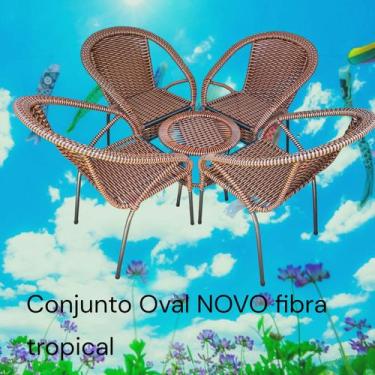 Imagem de Conjunto Oval NOVO fibra areia sala jardim terraço - LAFELI CADEIRAS, 