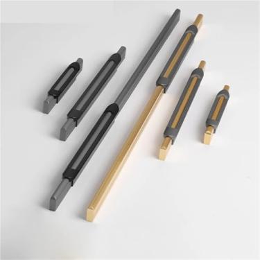 Imagem de HTNAFONI Puxadores de armário pretos de liga de alumínio sólido puxadores de armário de cozinha puxadores dourados puxadores de móveis ferragens 1 peça (6888-ouro-448 mm)
