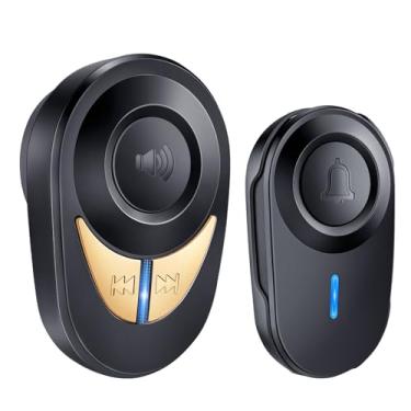 Imagem de HAPYTHDA Campainha sem fio, campainha de sala de aula com 48 carrilhões, 5 níveis de volume, buzina de metal, consumo de alcance de 300 m, campainha sem fio para casa, campainha de bateria de 5 anos