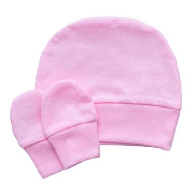 Imagem de Kit Touca e Luvas para Recém Nascido Bublim, Rosa