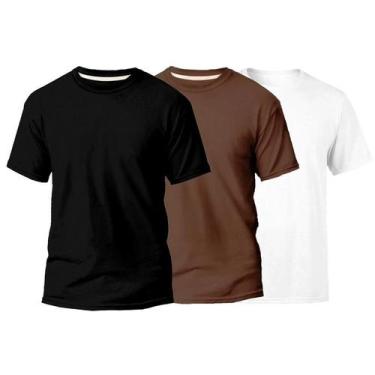 Imagem de Kit 3 Camisetas Masculina 100% Algodão Básica Lisa Gola Redonda Varias