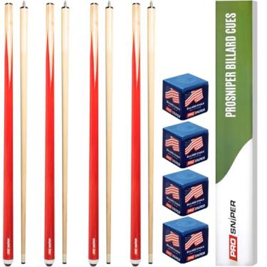 Imagem de Prosniper Conjunto de 4 bastões de bilhar premium | Taça de sinuca canadense Ashwood de 540 ml com eixo de baixa deflexão e 4 gizes extras | Taça de bilhar profissional para jogos em casa e bar
