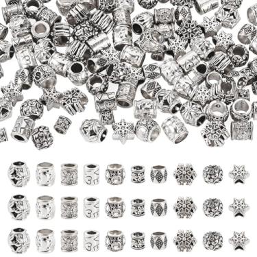 Imagem de Spritewelry Miçangas tibetanas europeias antigas tibetanas tubulares espaçadoras de barra de metal de liga metálica barril para fazer joias, pulseiras, colar, tranças, decoração de cabelo