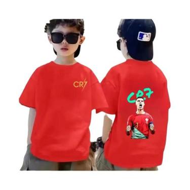 Imagem de Camiseta De Algodão Respirável Para Meninos Verão CR7 Estampa Legal Mo