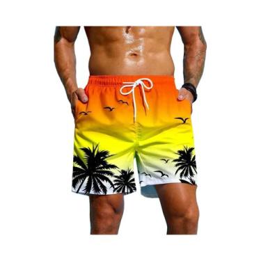 Imagem de Bermudas Masculinas Coloridas Com Estampa Gráfica Em Gradiente, Impres