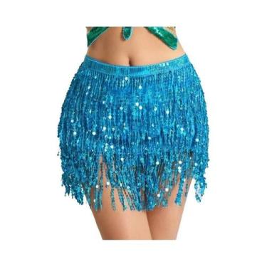 Imagem de Saia Mini Sexy Com Cinto De Corrente De Lantejoulas Para Dança Do Vent