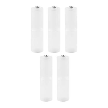 Imagem de NonMiFyR Conjunto de 5 Adaptadores de Pilha AAA para AA Transparentes com Contatos Metálicos na Base, Porta-Pilhas e Estojos Conversores para Pesca